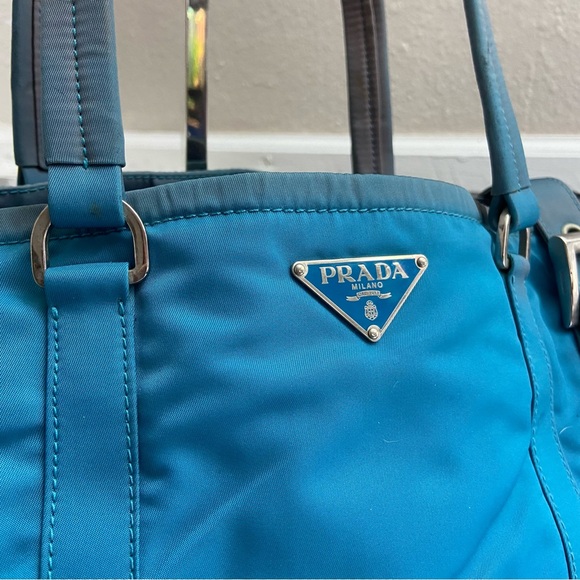 Prada Tessuto Blue Nylon Purse Tote Bag Authentic BR2506 - Picture 4 of 16